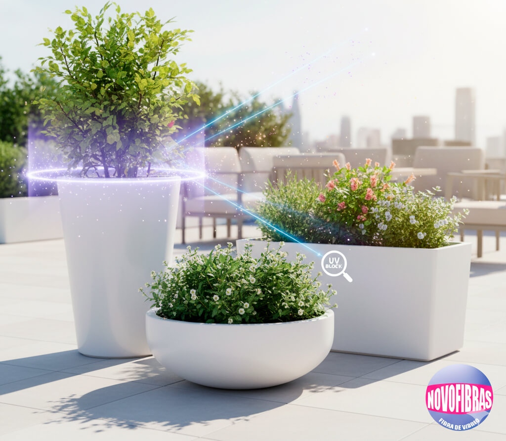 Las macetas de fibra de vidrio son resistentes a los rayos UV y duraderas en el tiempo