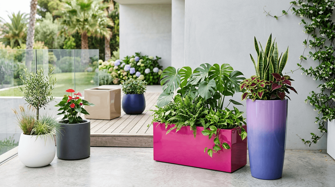 Ventajas de las macetas de fibra de vidrio frente a macetas de plástico o cemento en el jardín